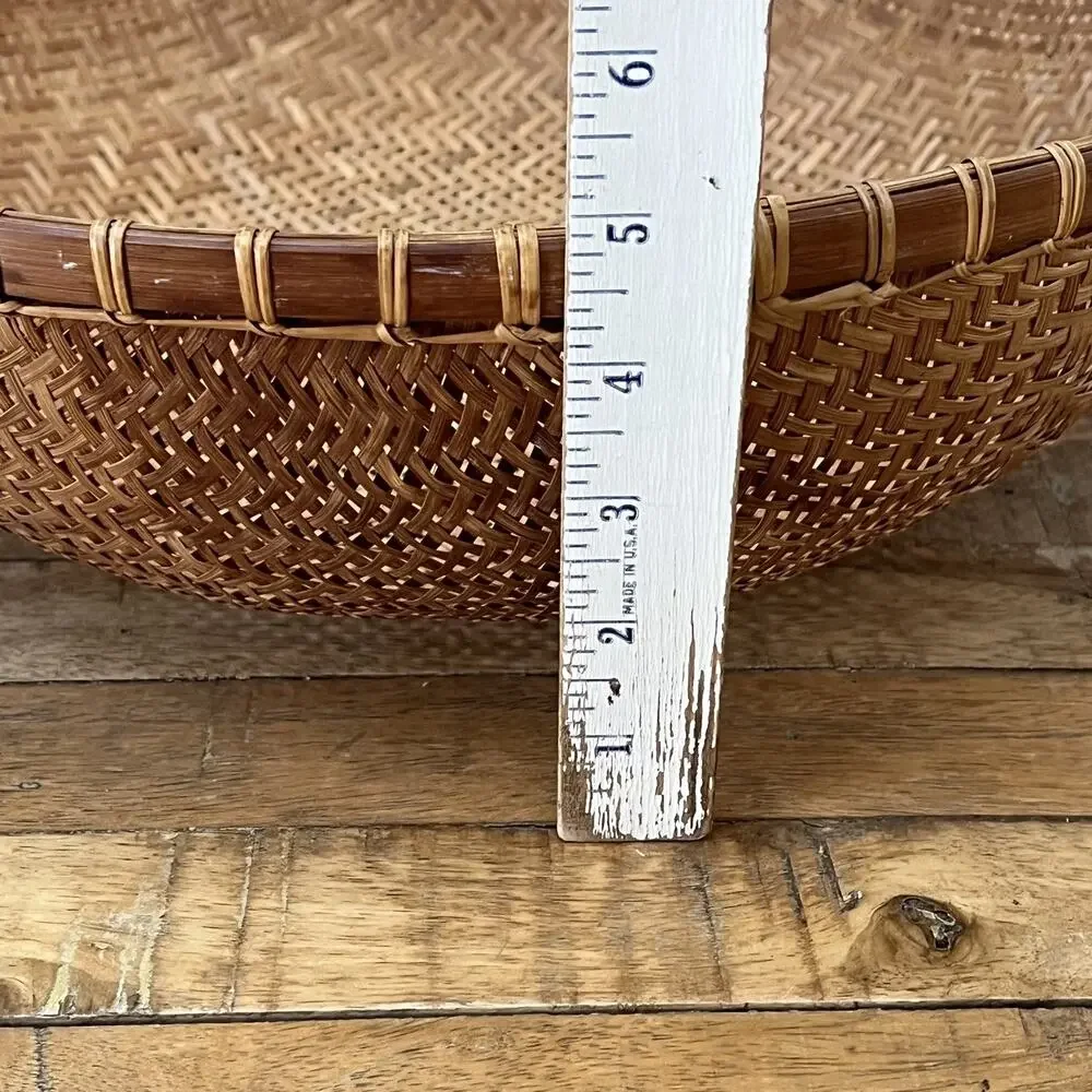 Vintage Hand Woven Wicker Winnowing Basket 15